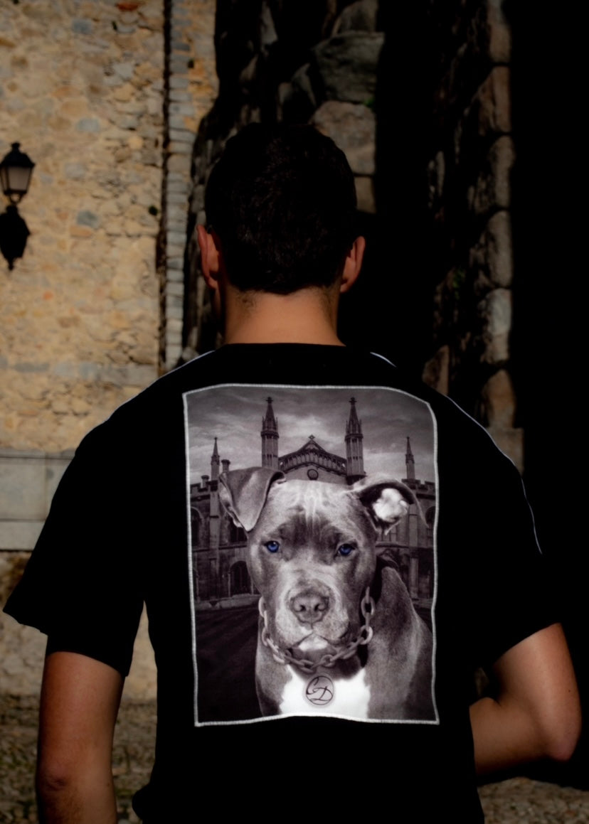 Camiseta con dibujo de pitbull.