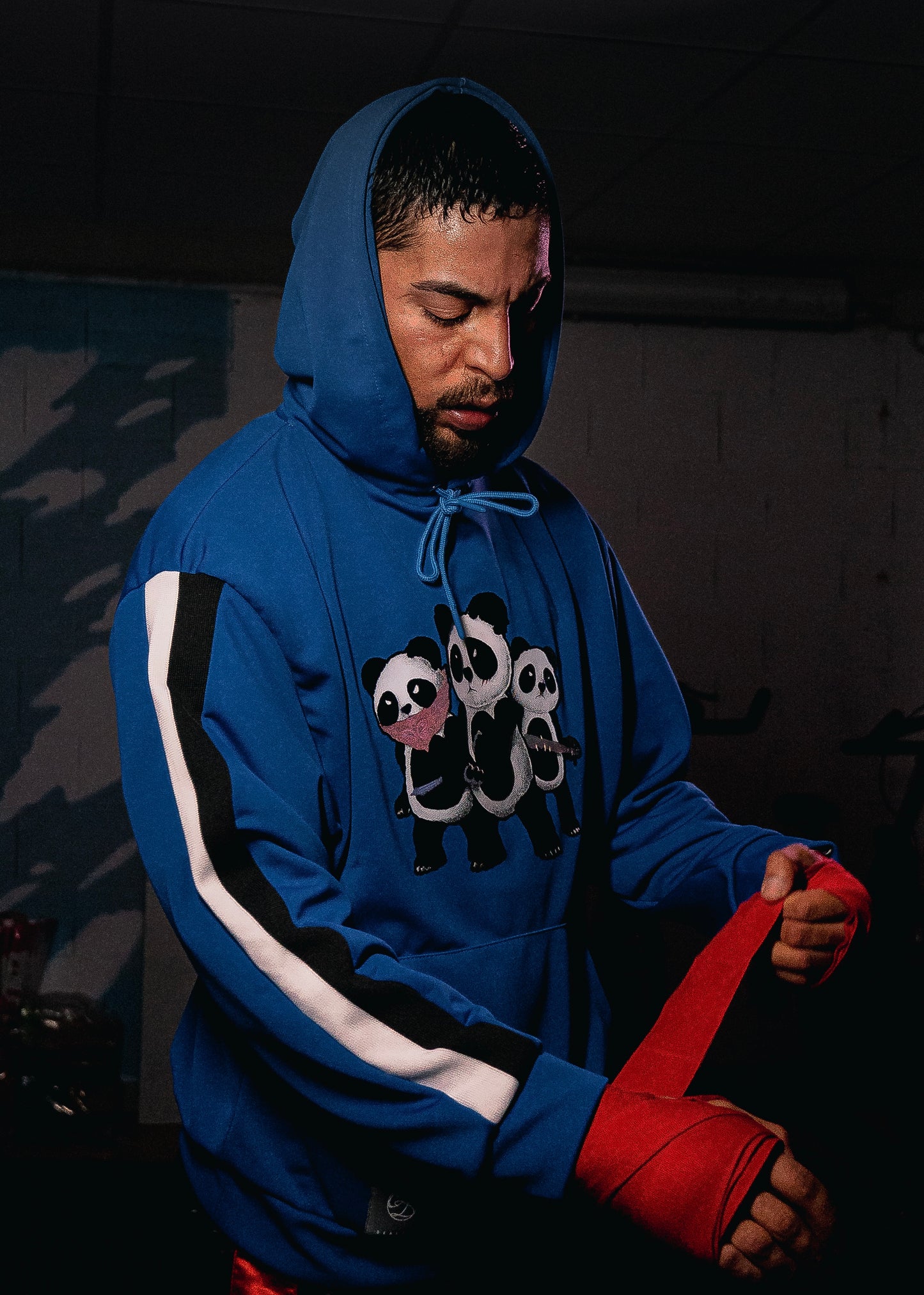 Sudadera azul.